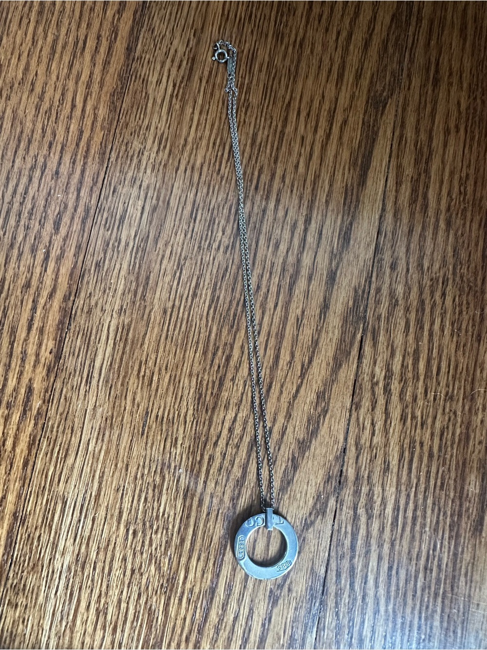 Authentic Tiffany & Co. 1837 Circle Pendant Necklace in sterling silver.